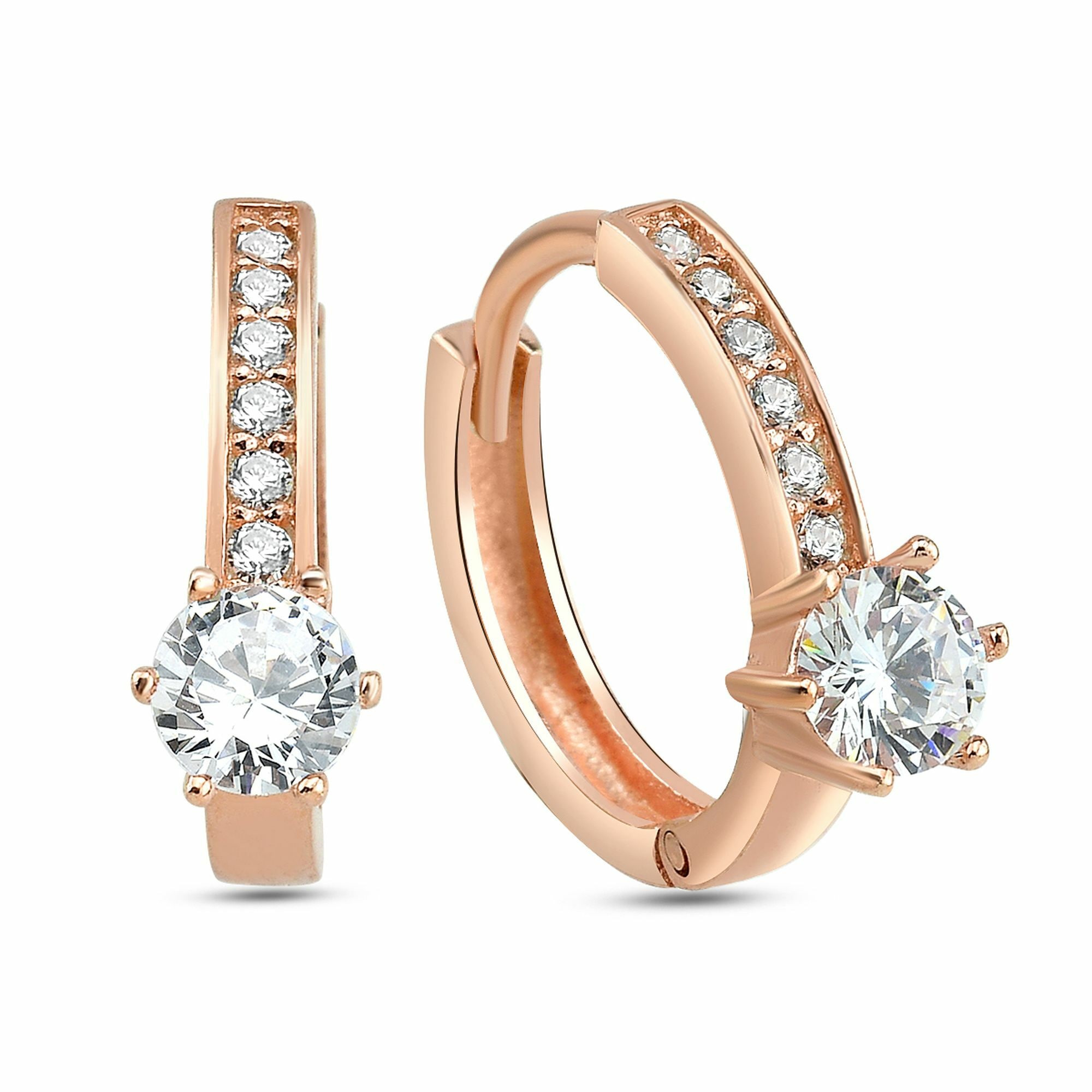 dKeniz Paar Creolen »925/- Sterling Silber rosévergoldet Solitär« kaufen