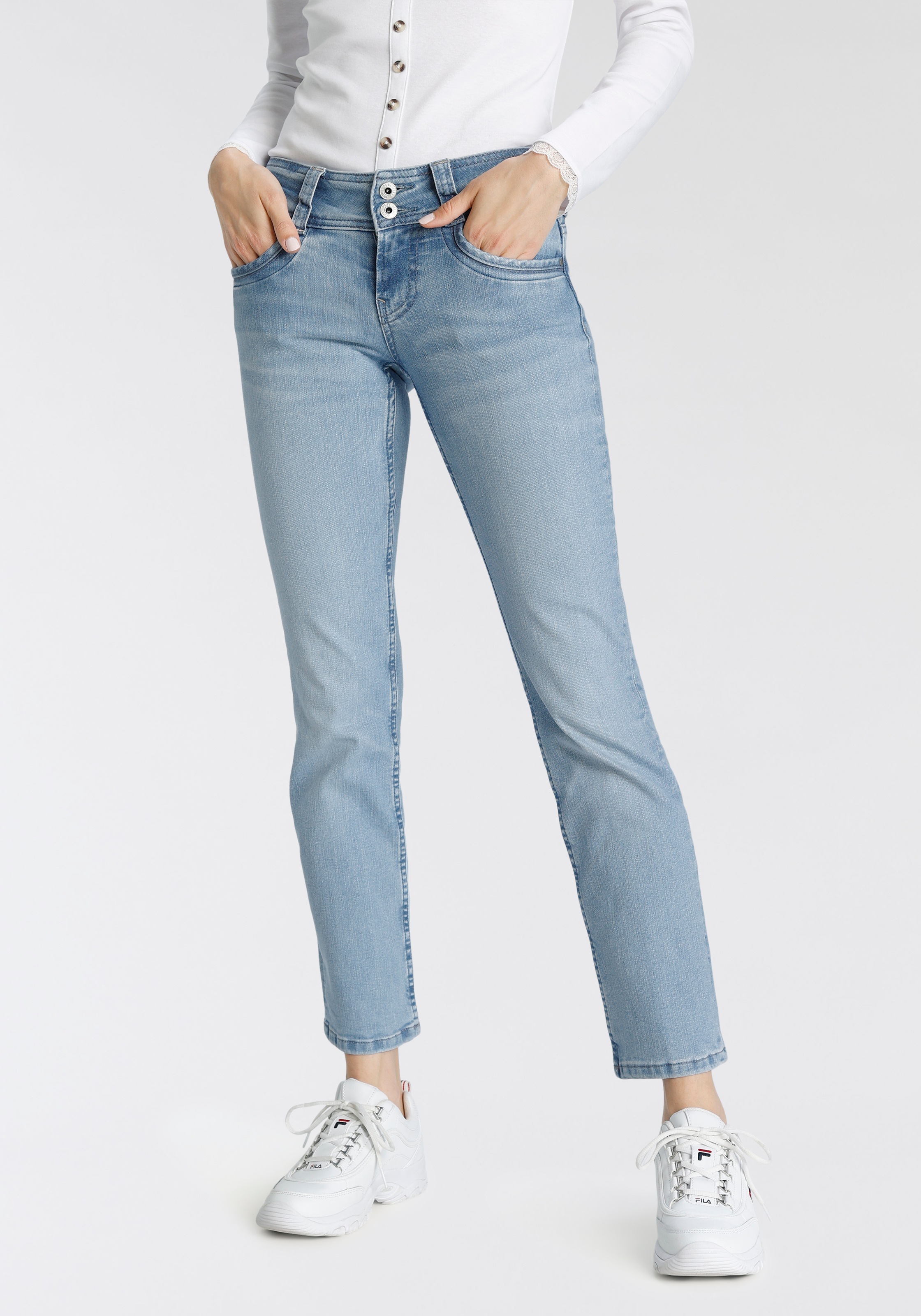 Pepe Jeans Straight-Jeans »GEN«, Bein Qualtät online geradem und mit schöner Doppel-Knopf-Bund in