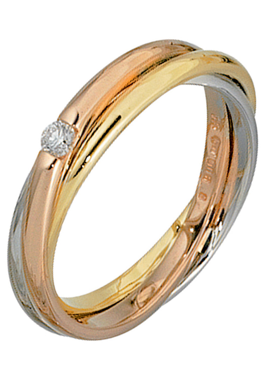 | 585 I\'m 0,06 ct. Diamantring, verschlungen tricolor bestellen JOBO Diamant walking Gold mit