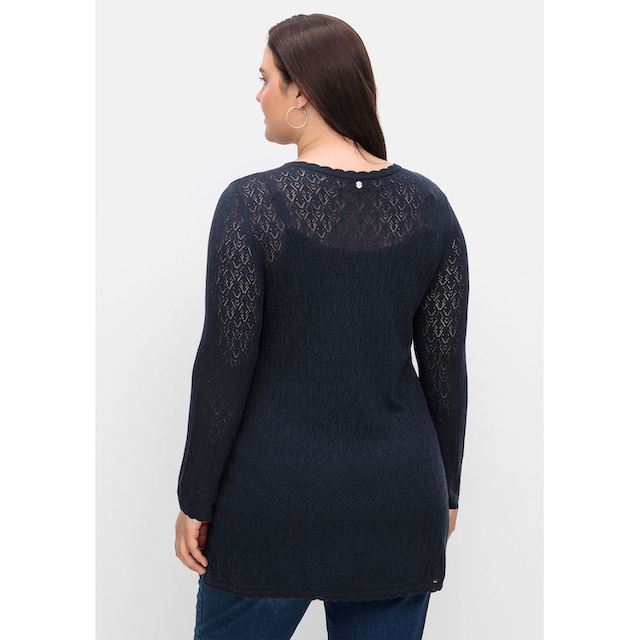 Sheego V-Ausschnitt-Pullover »Große Größen«, aus Ajourstrick, in leichter A- Linie online kaufen | I\'m walking