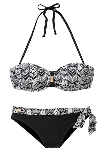 LASCANA Bügel-Bandeau-Bikini, mit grafischem schwarz-weiß Design kaufen
