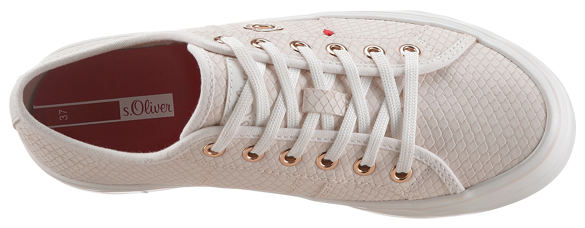 s.Oliver Plateausneaker »SNAKE«, in angesagter Reptilprägung
