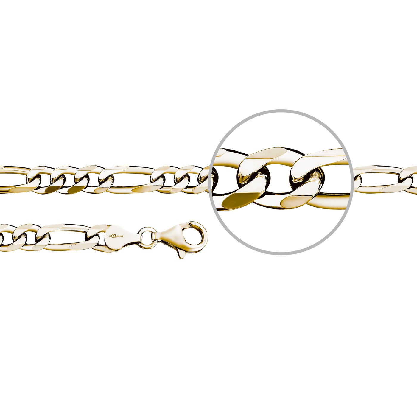 Der Kettenmacher Silberarmband »FIGAROARMBAND, 7 breit, | ca. F4-G, I\'m Onlineshop F4-S« mm diamantiert, im walking