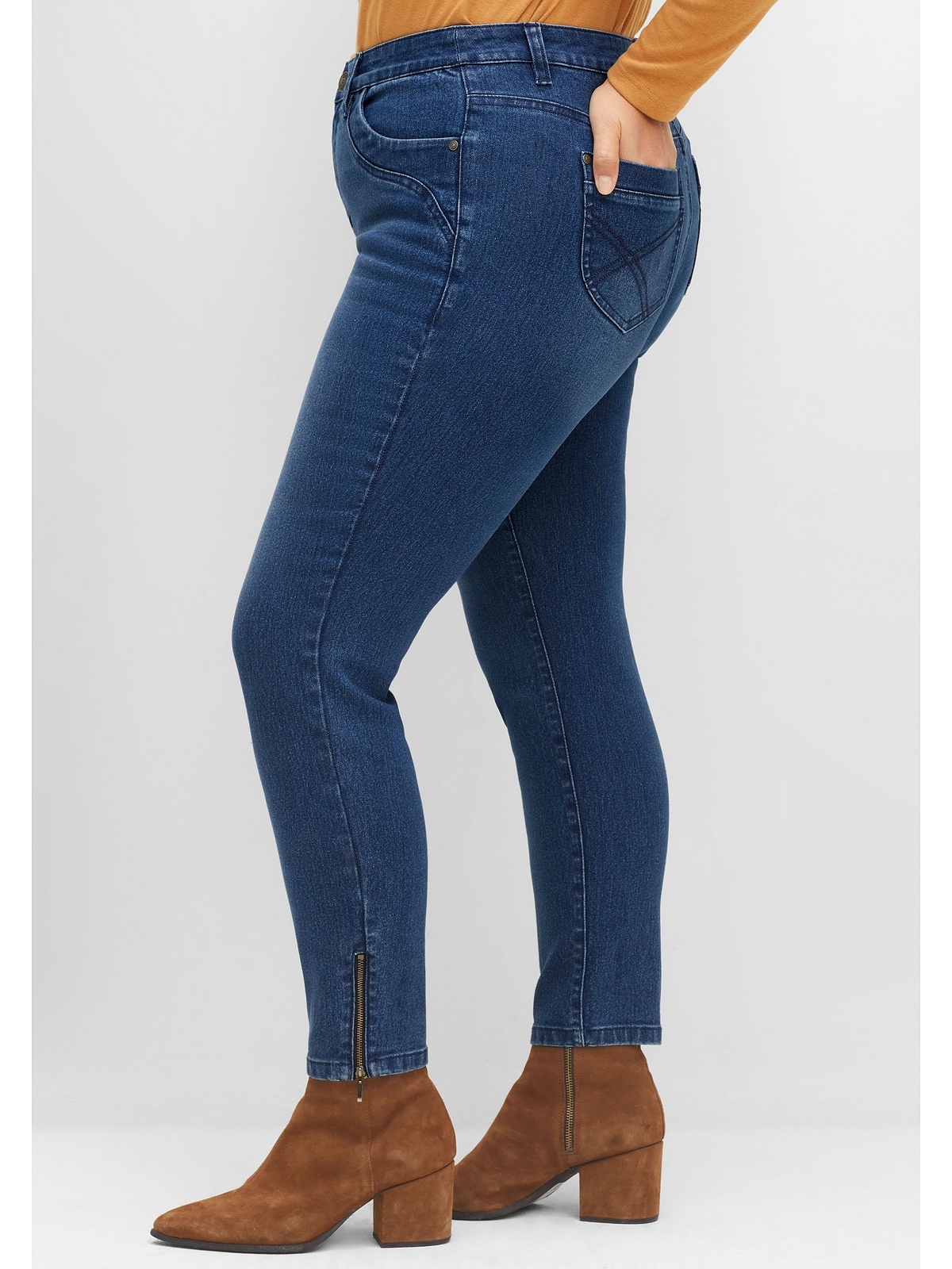 »Große mit Zippern am online Sheego Saumabschluss Größen«, Stretch-Jeans