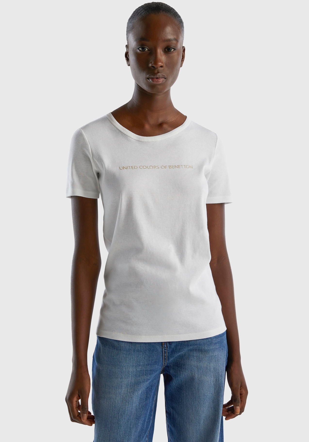 United Colors of Benetton T-Shirt, (1 tlg.), mit glitzerndem Druck  bestellen | I'm walking
