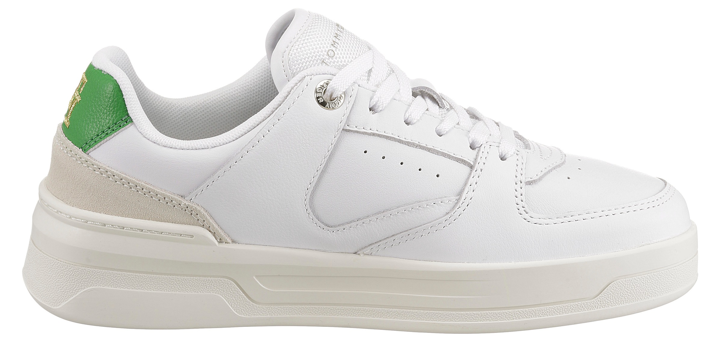 Tommy Hilfiger Plateausneaker LEATHER BASKET SNEAKER mit Logoschriftzug auf der Zunge PB12263