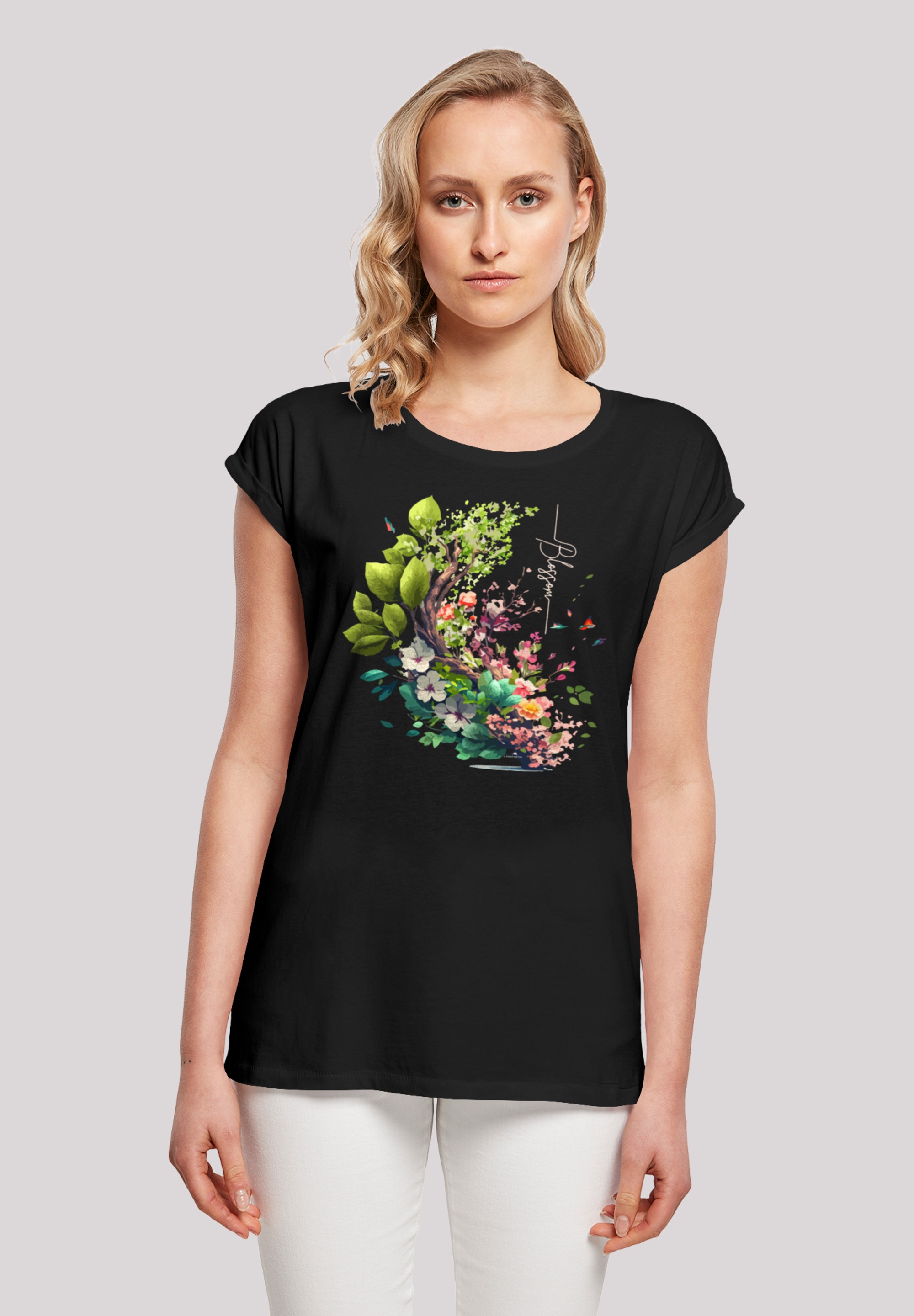 F4NT4STIC T-Shirt »Baum mit | I\'m shoppen Blumen«, walking Print
