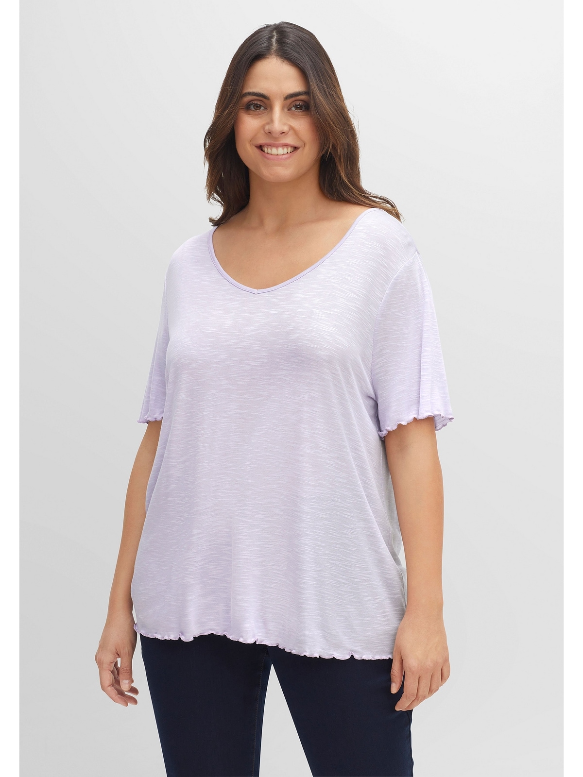 Sheego »Große und V-Ausschnitt Größen«, kaufen weitem mit T-Shirt Rollkanten