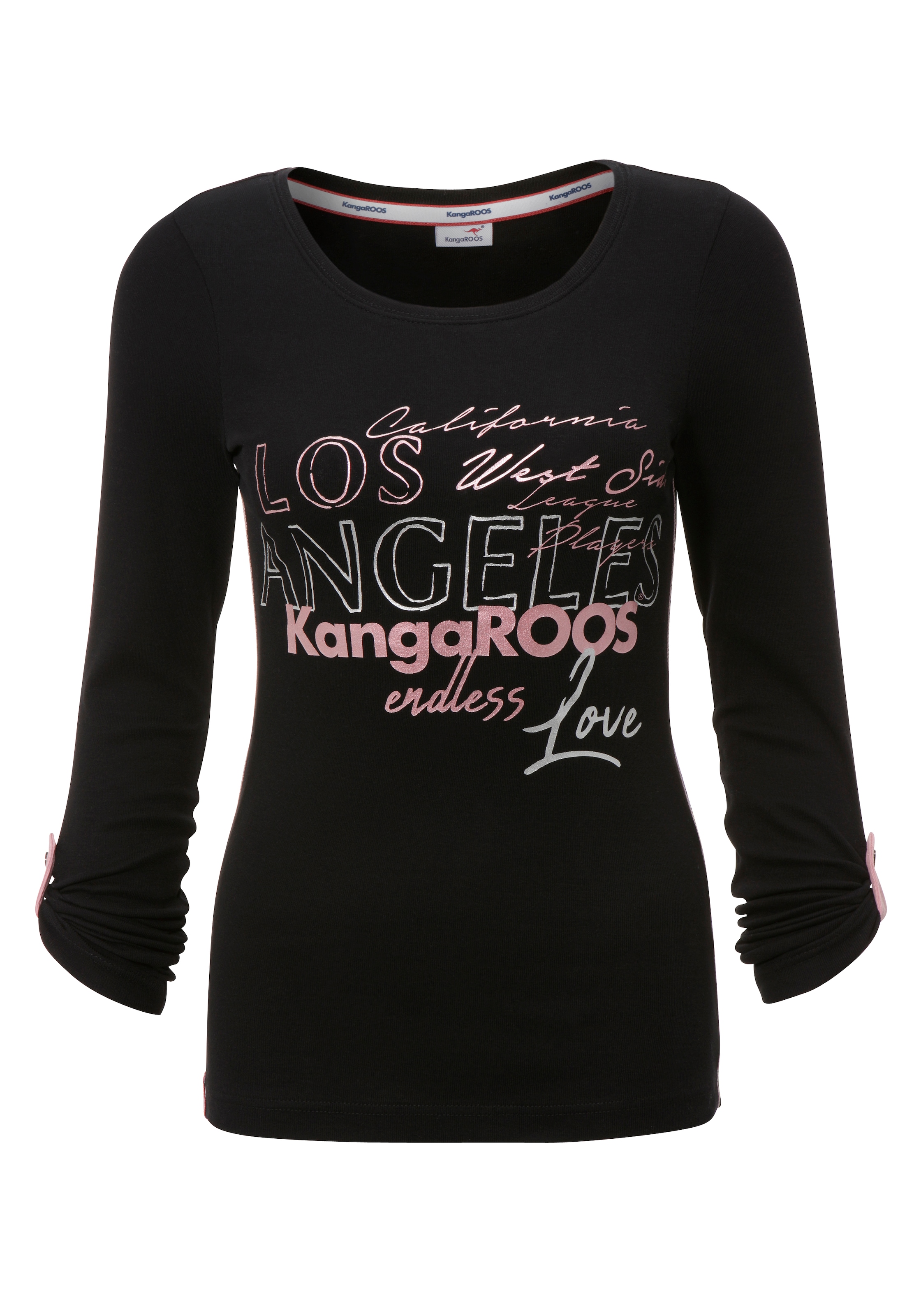 KangaROOS Langarmshirt, mit großem Logo-Print & Krempelärmeln online | I'm  walking