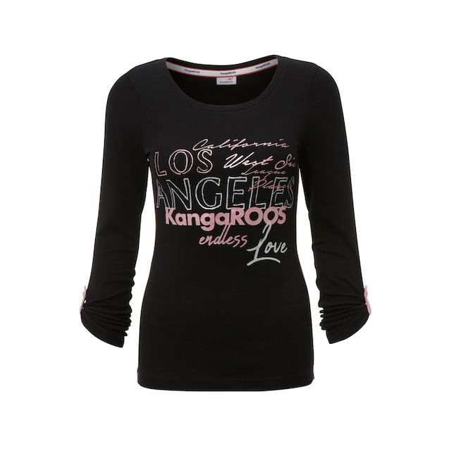 KangaROOS Langarmshirt, mit großem Logo-Print & Krempelärmeln online | I'm  walking