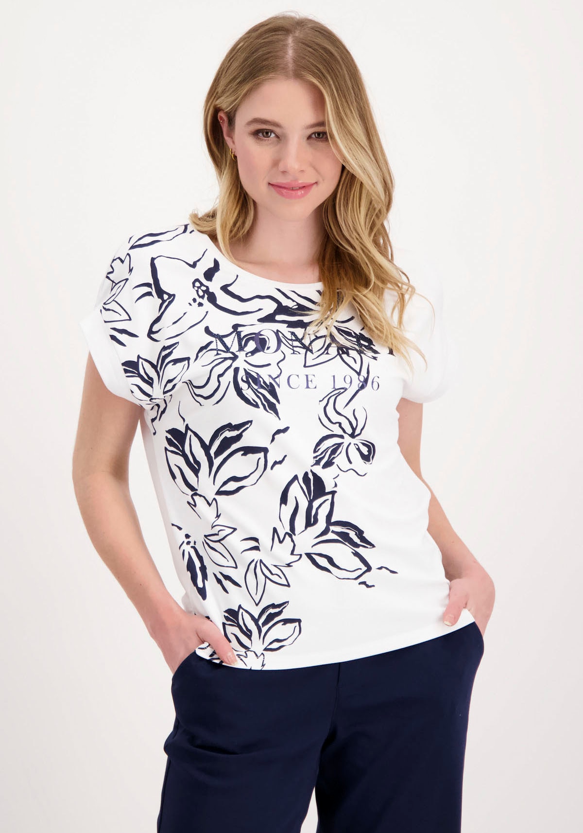 Monari Rundhalsshirt, mit Blumenprint bestellen | T-Shirts