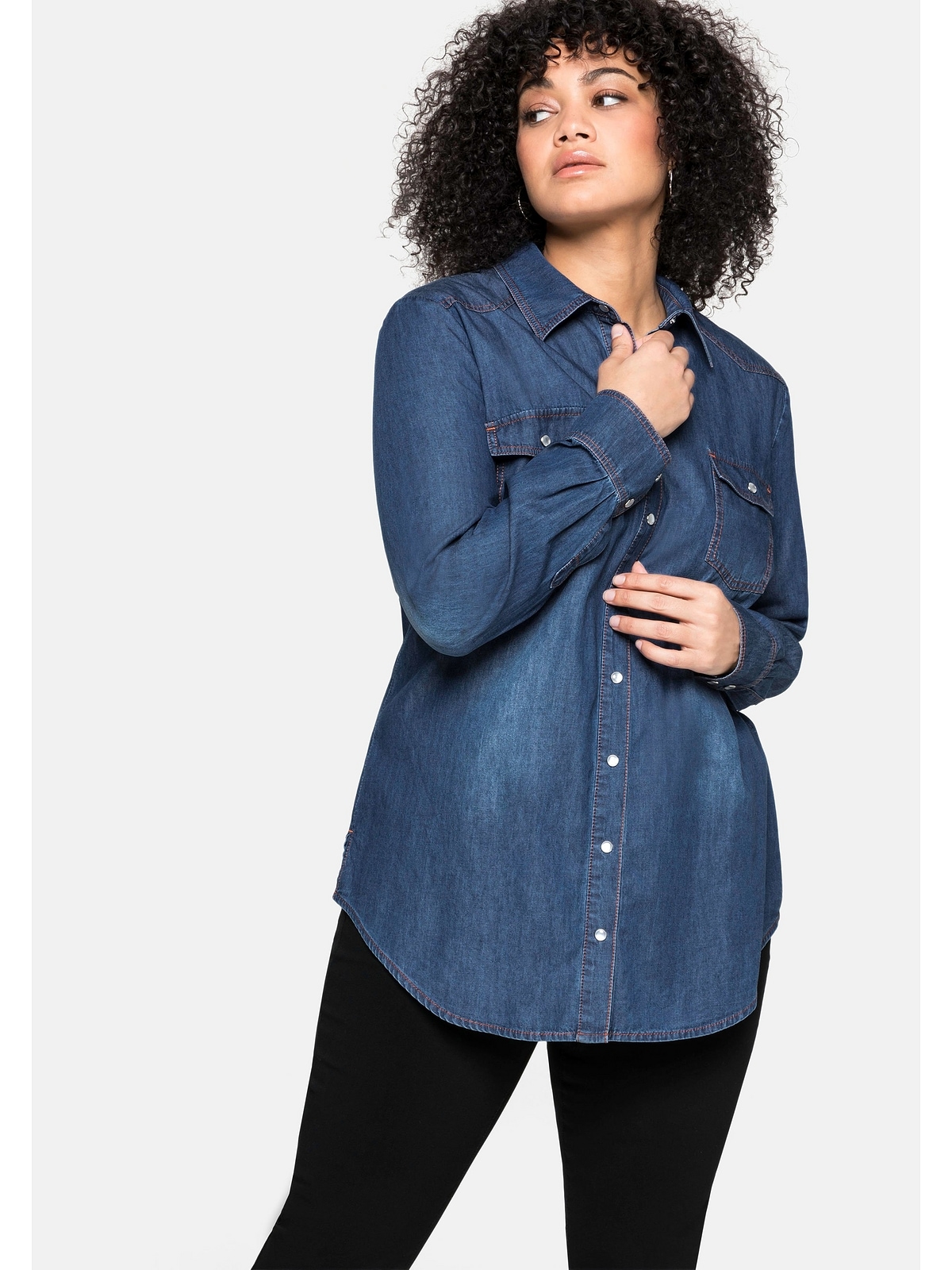 Sheego Jeansbluse »Große Größen«, und | I\'m kaufen walking Brusttaschen mit Knopfleiste