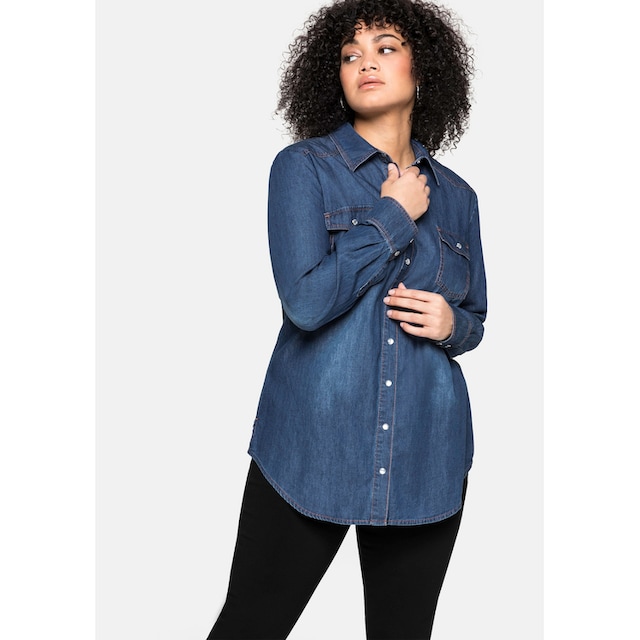 Sheego Jeansbluse »Große Größen«, mit Knopfleiste und Brusttaschen kaufen |  I'm walking