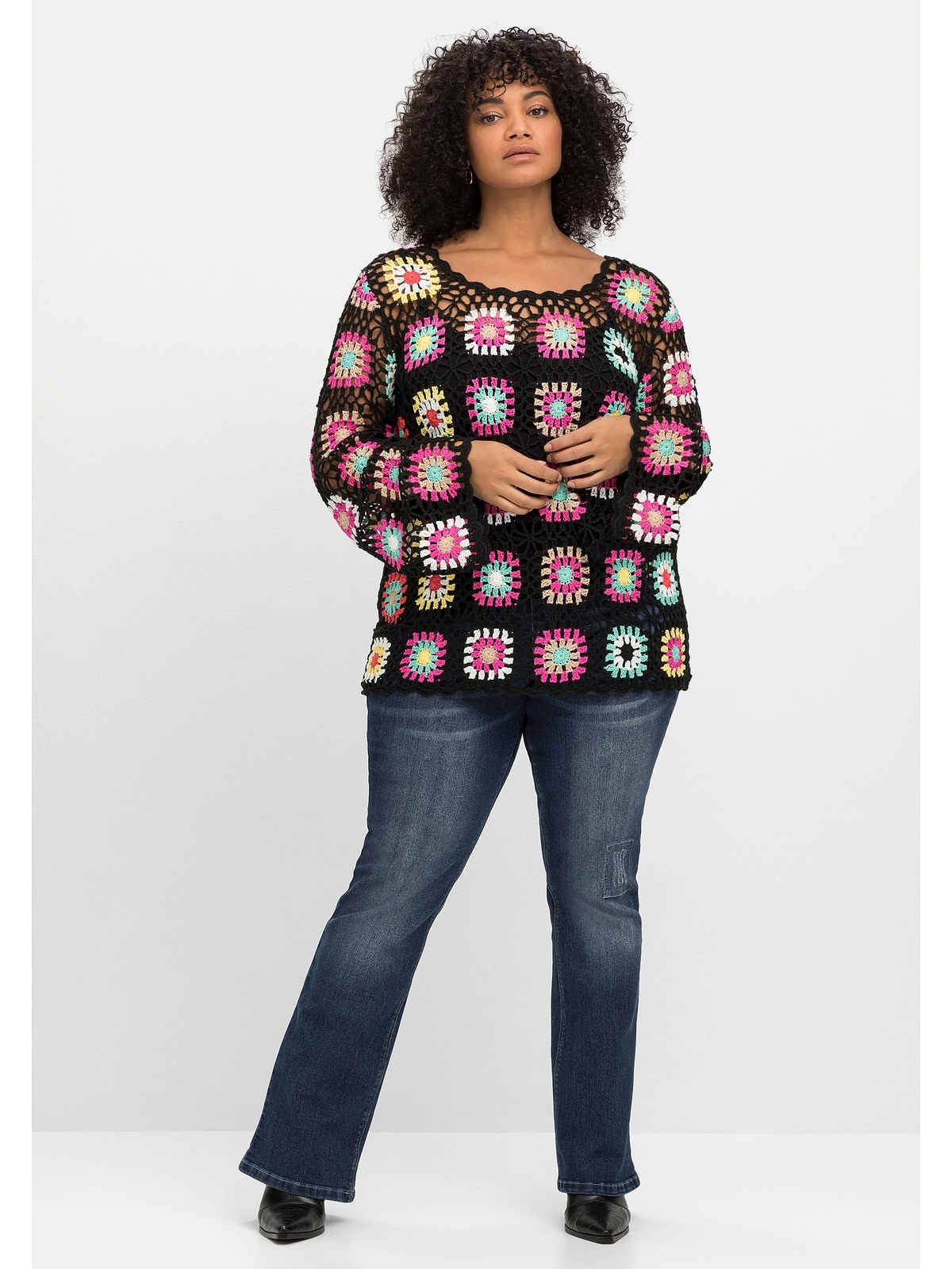Größen«, sheego Joe by Browns im »Große shoppen Crochet-Muster Strickpullover