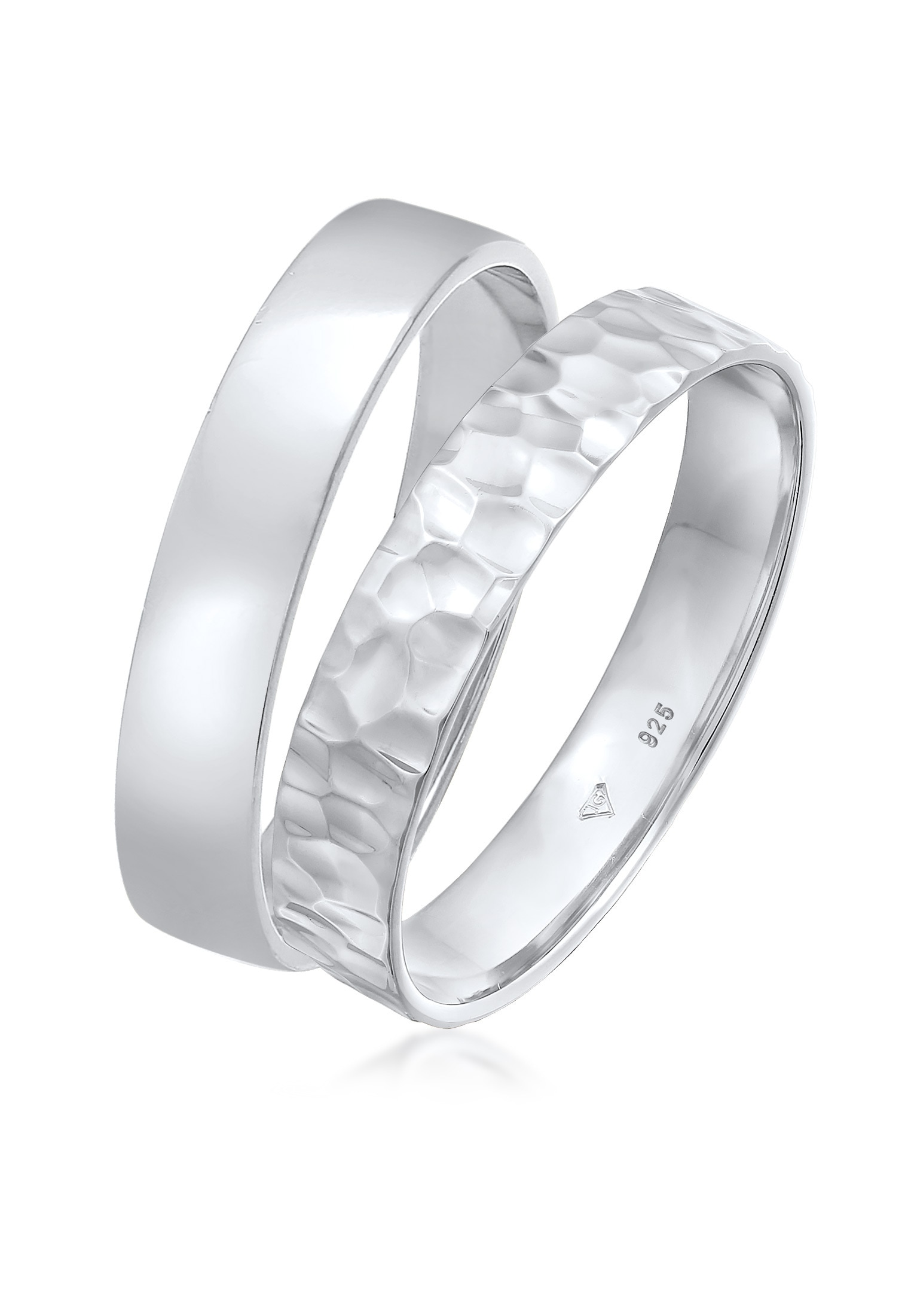 Kuzzoi Ring-Set »Kuzzoi Basic Ring kaufen Silber« 925 Gehämmert | I\'m walking online Set