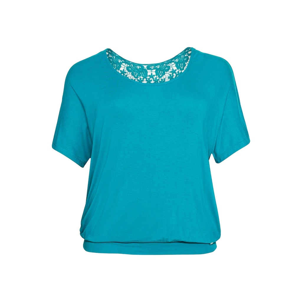 Sheego T-Shirt Große Größen mit Häkeleinsatz und elastischem Bund