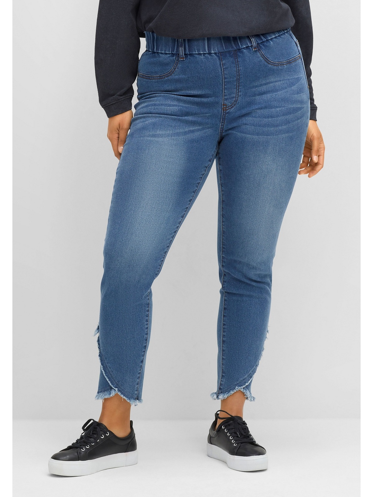 Sheego Stretch-Jeans »Große Größen«, bestellen mit und Fransensaum Gummibund