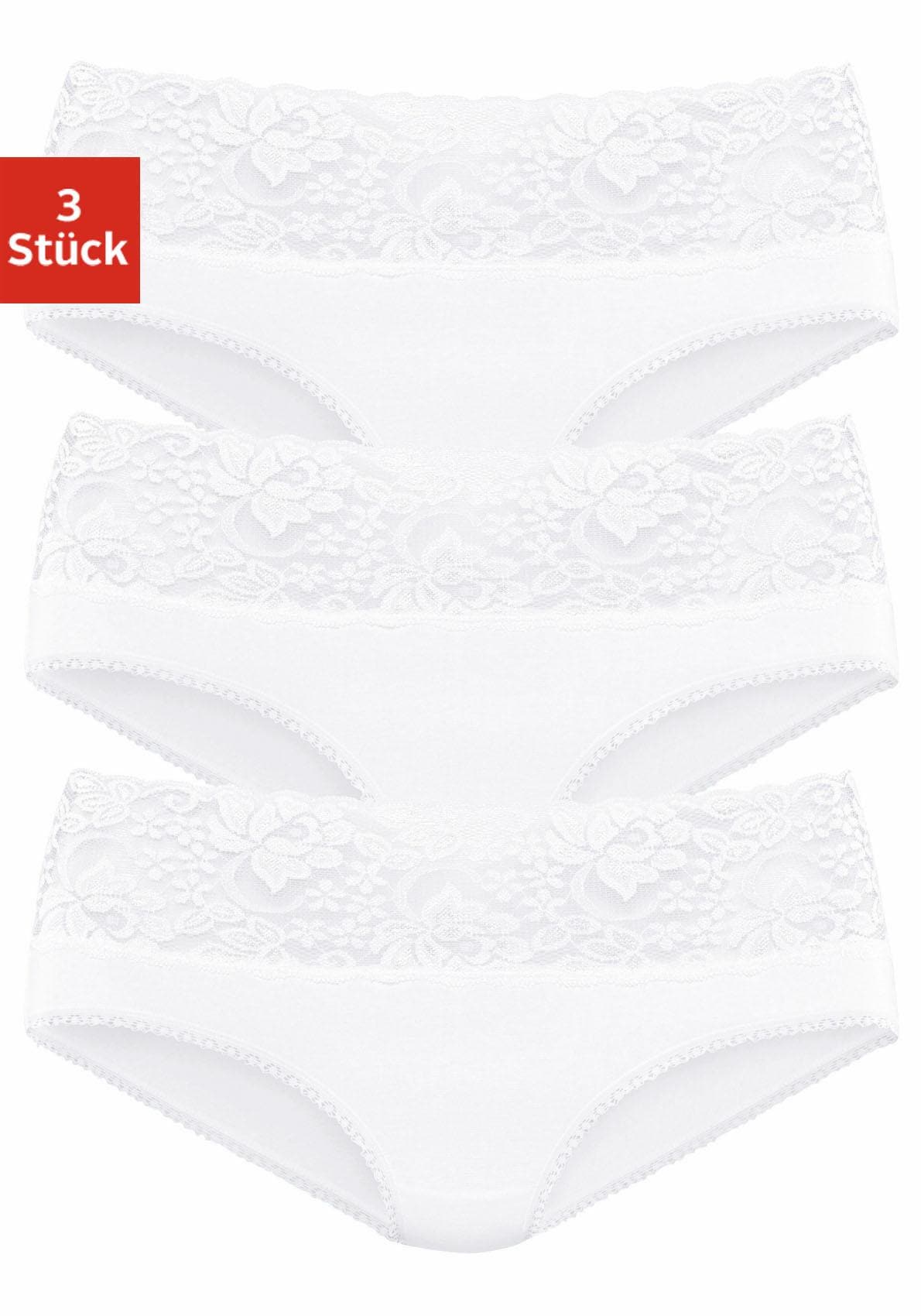 Vivance Slip, (Packung, 3 St.), mit breitem Spitzenbündchen kaufen