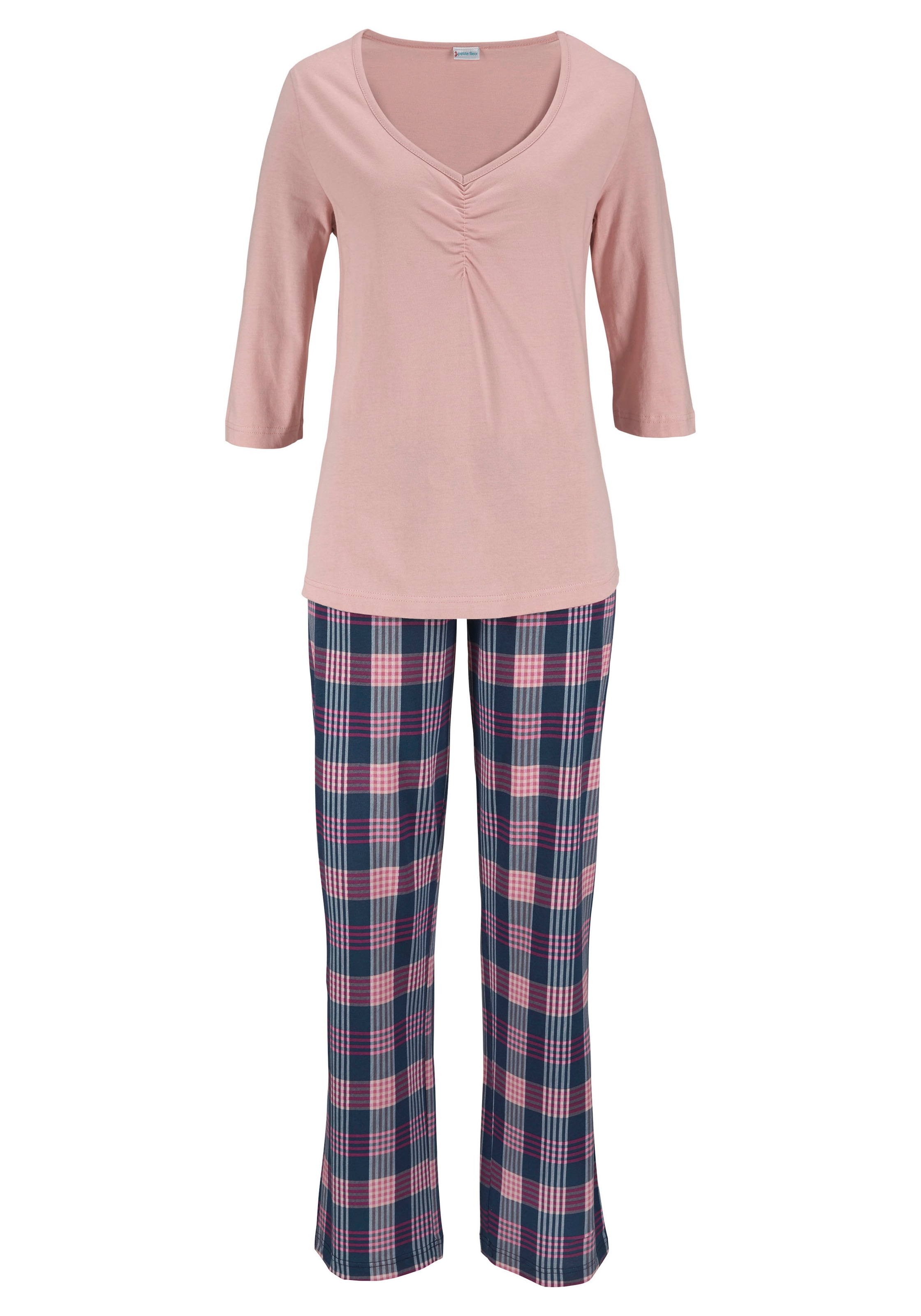petite fleur Pyjama, (2 tlg., 1 Muster Rechnung Wäsche Karo Stück), mit auf & bestellen