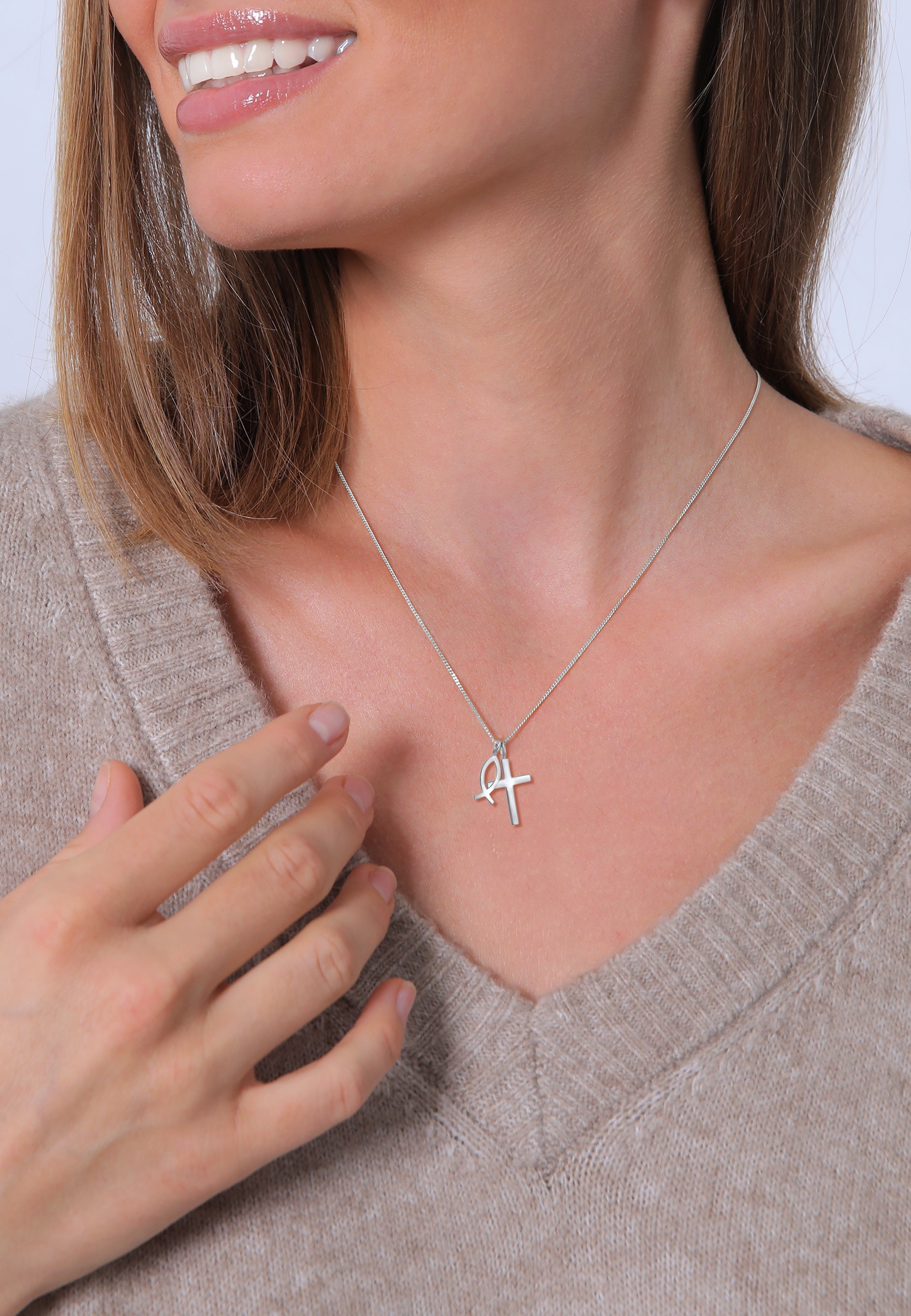 Symbol Anhänger »Kreuz I\'m kaufen Kette Silber« 925 walking mit Religion | Elli Fisch online