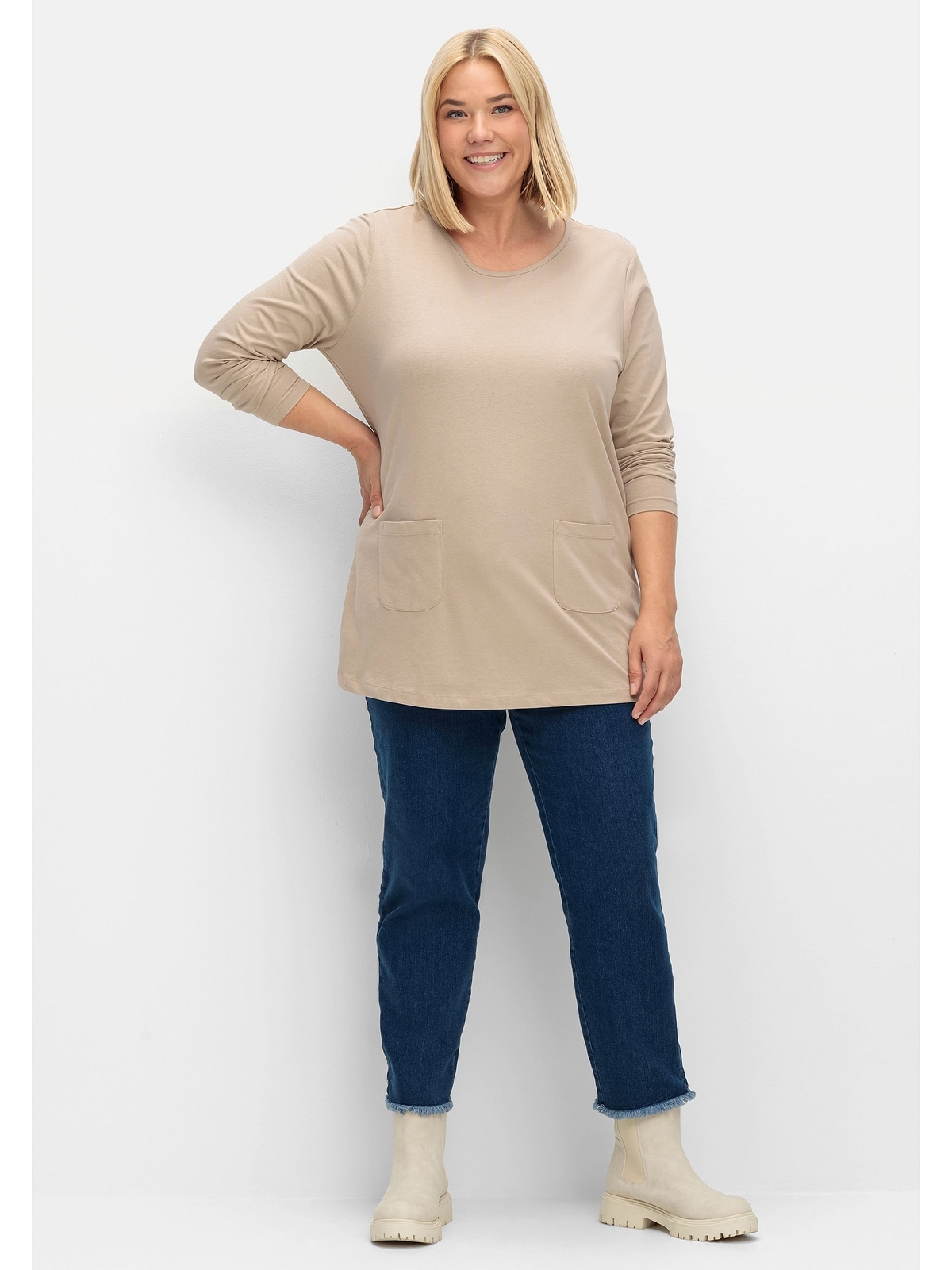 Longshirt I\'m Größen«, walking mit aufgesetzten online Taschen »Große Sheego | kaufen