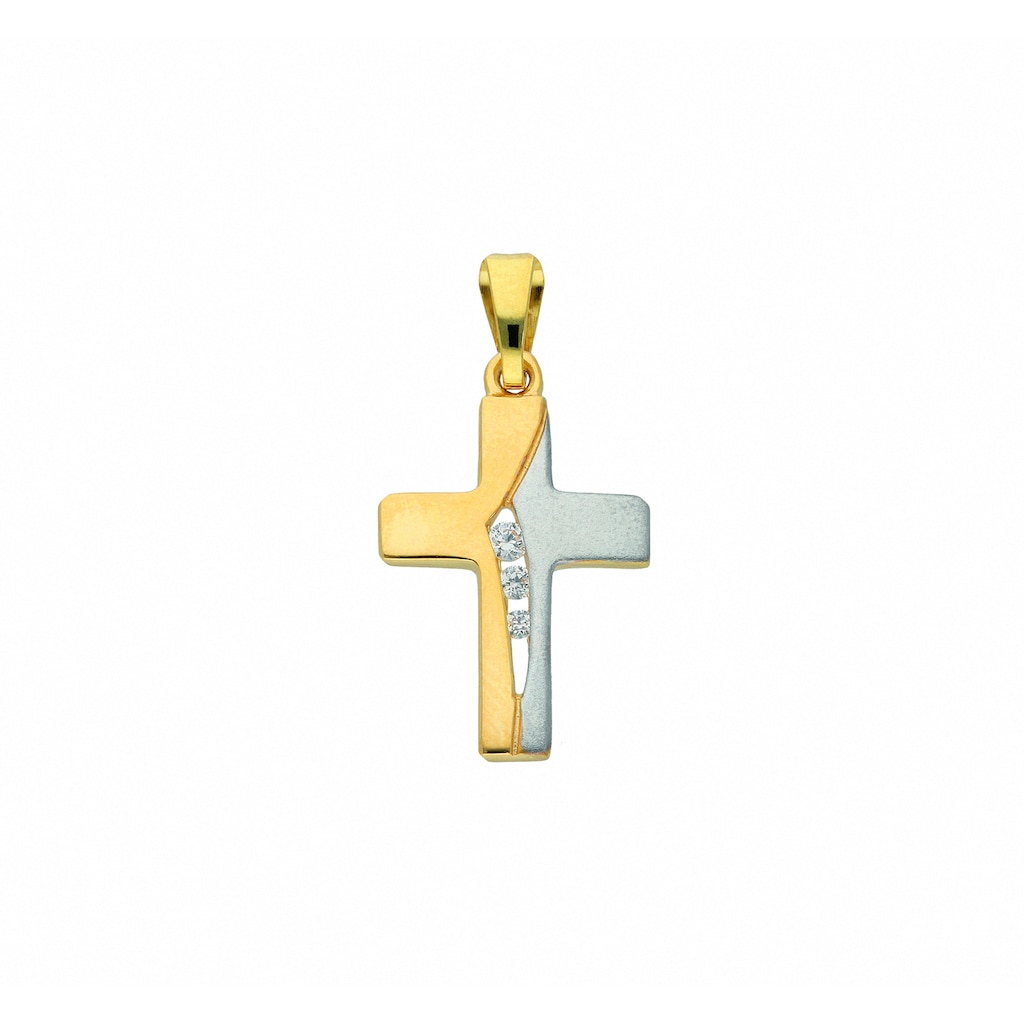 Adelia´s Kette ohne Anhänger 585 Gold Kreuz Anhänger mit Zirkonia Schmuckset - Set mit Halskette