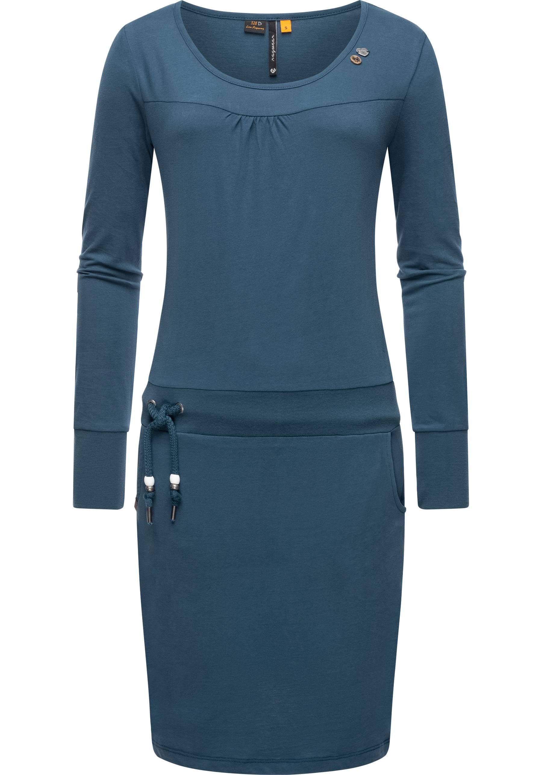 mit Baumwoll-Kleid Taillenzugband Damen Langärmliges »Penellope«, Ragwear online Jerseykleid