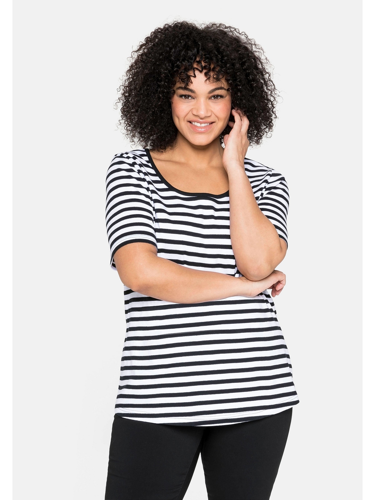 Sheego T-Shirt »Große Größen«, mit garngefärbtem Ringel, aus Rippware  bestellen