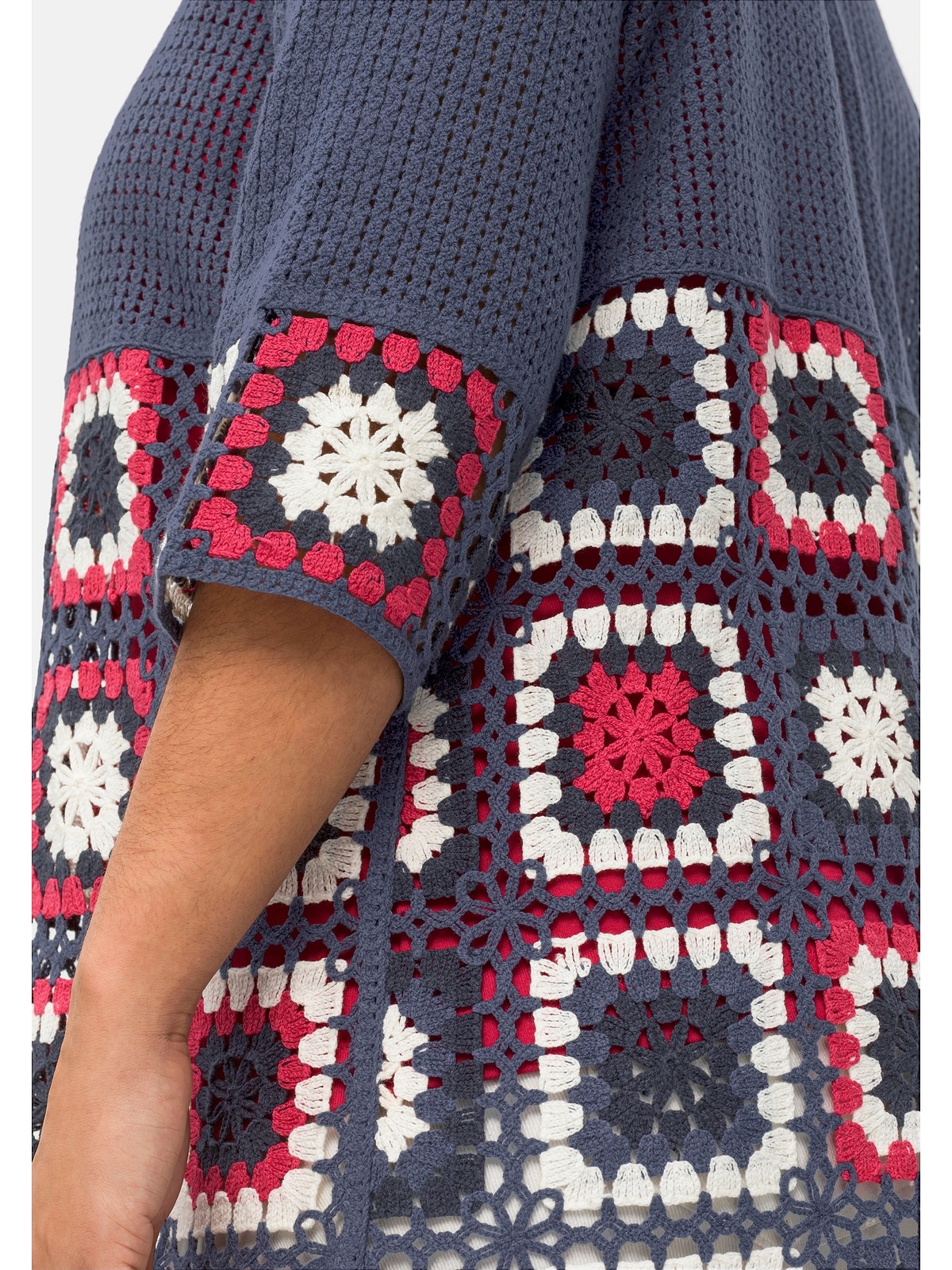 Große Sheego Crochet-Häkelmuster Größen im Longstrickjacke