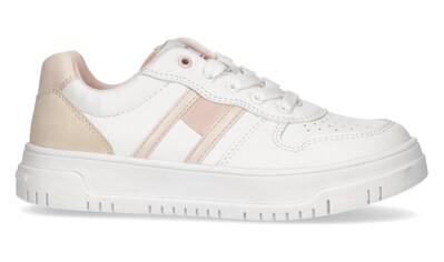 Tommy Hilfiger Sneaker »FLAG LOW CUT LACE-UP SNEAKER WHITE/PINK/BEIGE«, mit Plateausohle kaufen