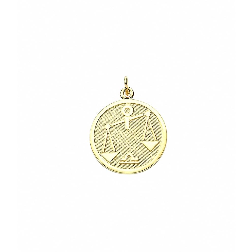 Adelia´s Kette mit Anhänger 333 Gold Sternzeichen Anhänger Waage Ø 16 mm  Schmuckset - Set mit Halskette