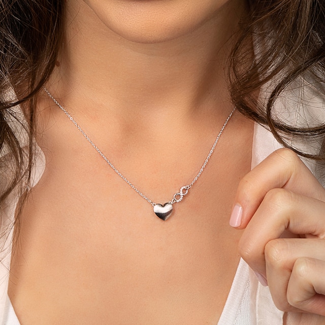 ONE ELEMENT Silberkette »Zirkonia Herz Halskette aus 925 Silber 45 cm Ø«,  Damen Silber Schmuck Herz online kaufen | I'm walking