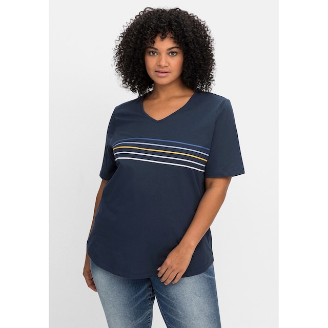 Sheego T-Shirt »Große Größen«, mit Streifendruck und gerundetem Saum  shoppen