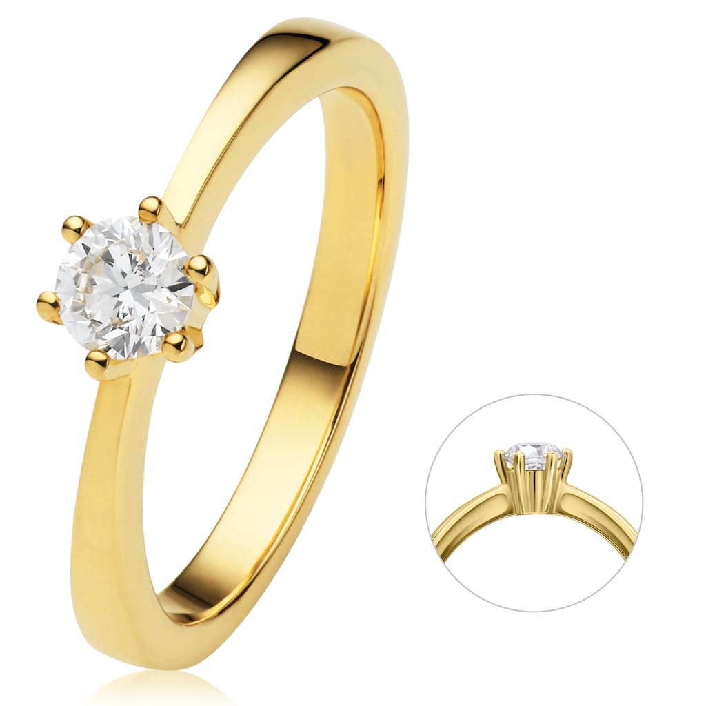 ONE ELEMENT Diamantring 0 25 ct Diamant Brillant Ring aus 750 Gelbgold Damen Gold Schmuck