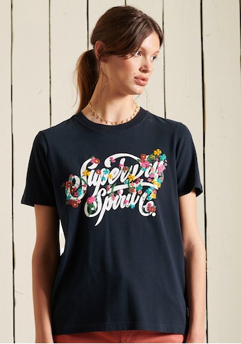 Superdry T-Shirt, Geblümtes T-Shirt mit Schriftzug kaufen