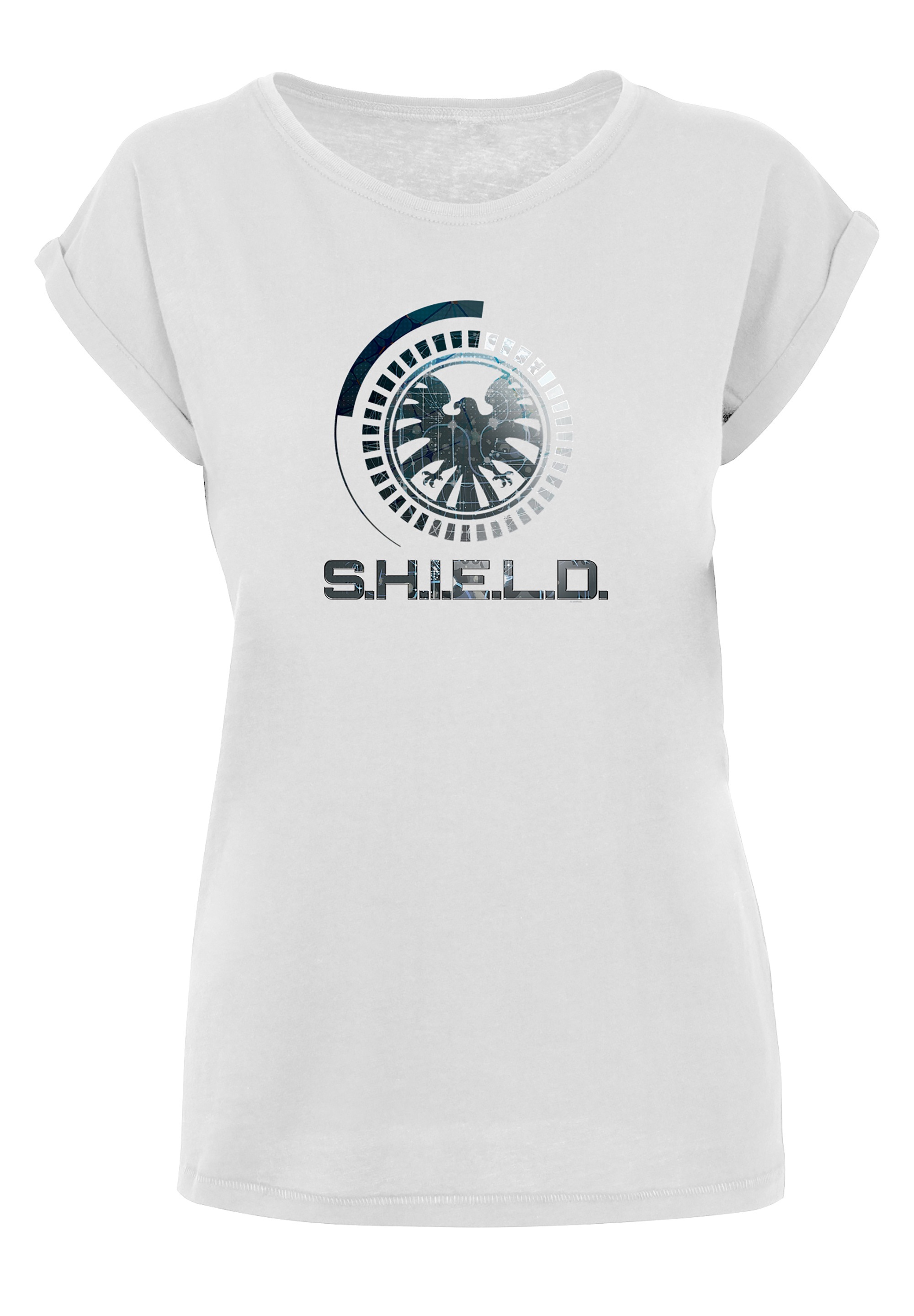 online Merch, F4NT4STIC T-Shirt »Marvel Regular-Fit,Kurze Damen,Premium Shield Circuits«, Avengers Print Ärmel,Logo