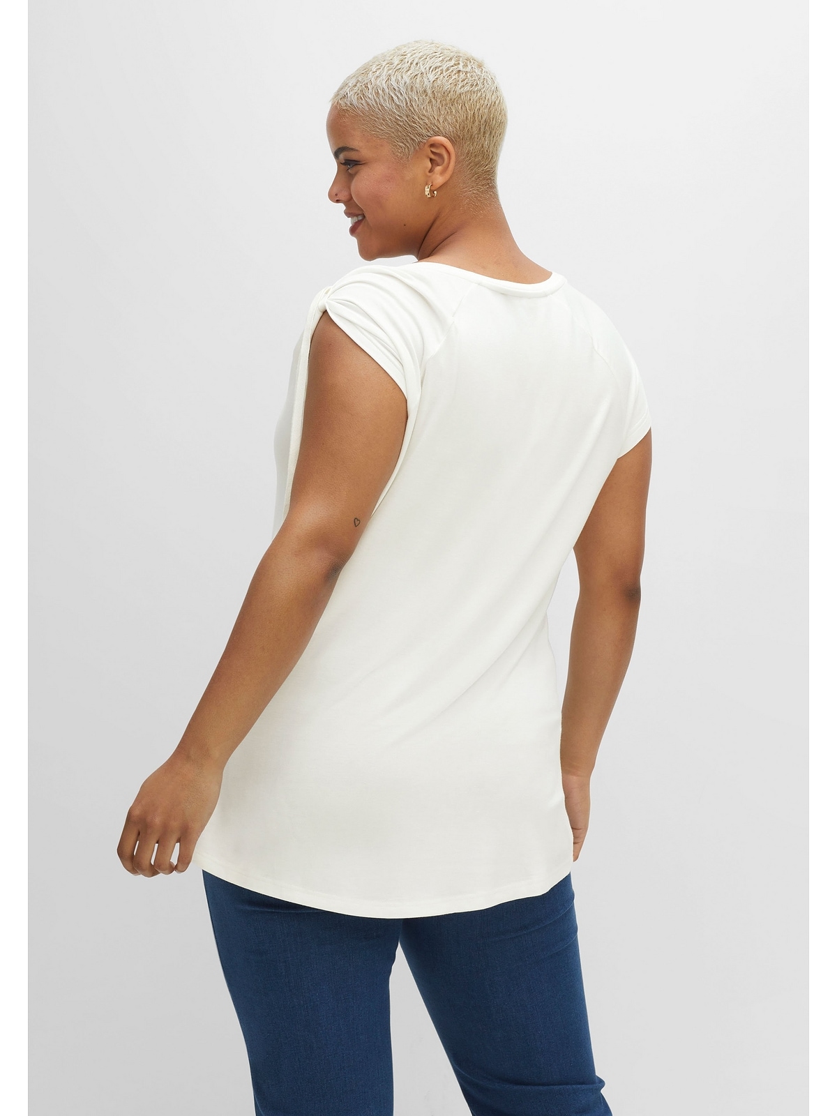 sheego by Joe Browns T-Shirt »Große der mit Raffung Schulter Bindeband und online Größen«, an