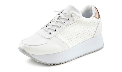 LASCANA Sneaker, mit Plateausohle und Metallic-Einsatz und Stretch-Schnürbändern kaufen