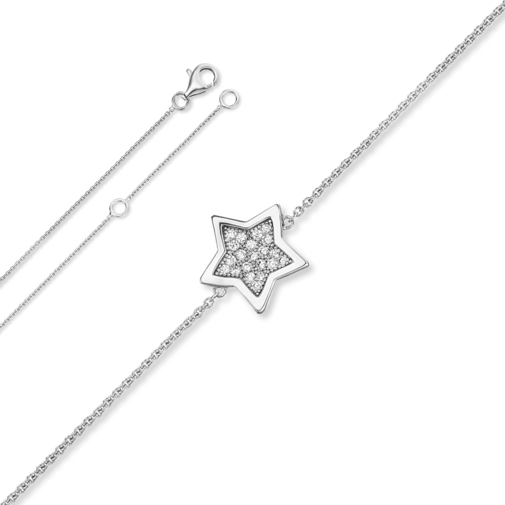 ONE ELEMENT Silberkette »Zirkonia I\'m walking | Stern bestellen Stern cm Silber Schmuck 45 925 Halskette Ø«, aus Silber Damen