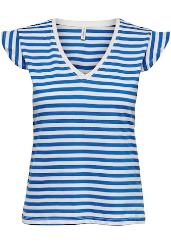 Only V-Shirt »ONLMAY S/S STRIPE FRILL TOP JRS« kaufen